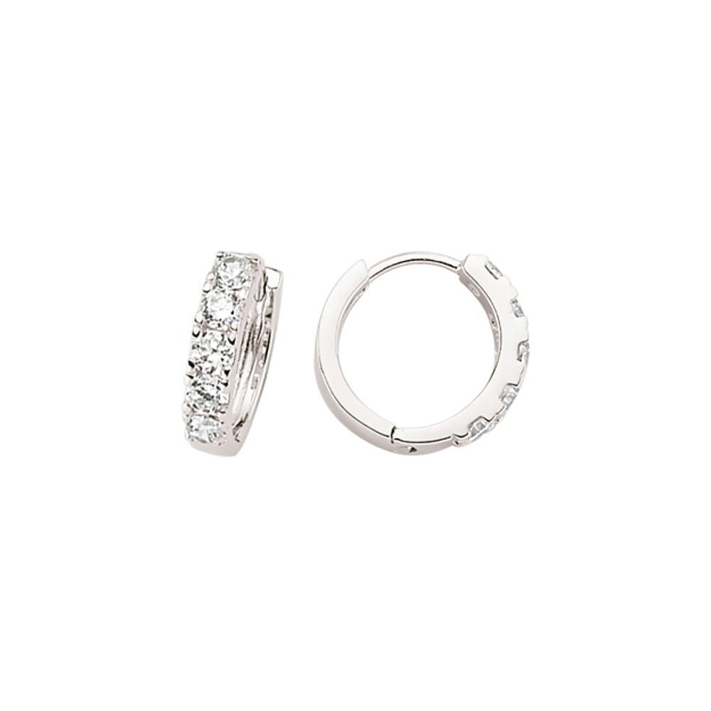 Silver  CZ Huggie Hoop Earrings 15mm - GVE389