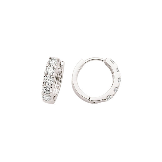 Silver  CZ Huggie Hoop Earrings 15mm - GVE389