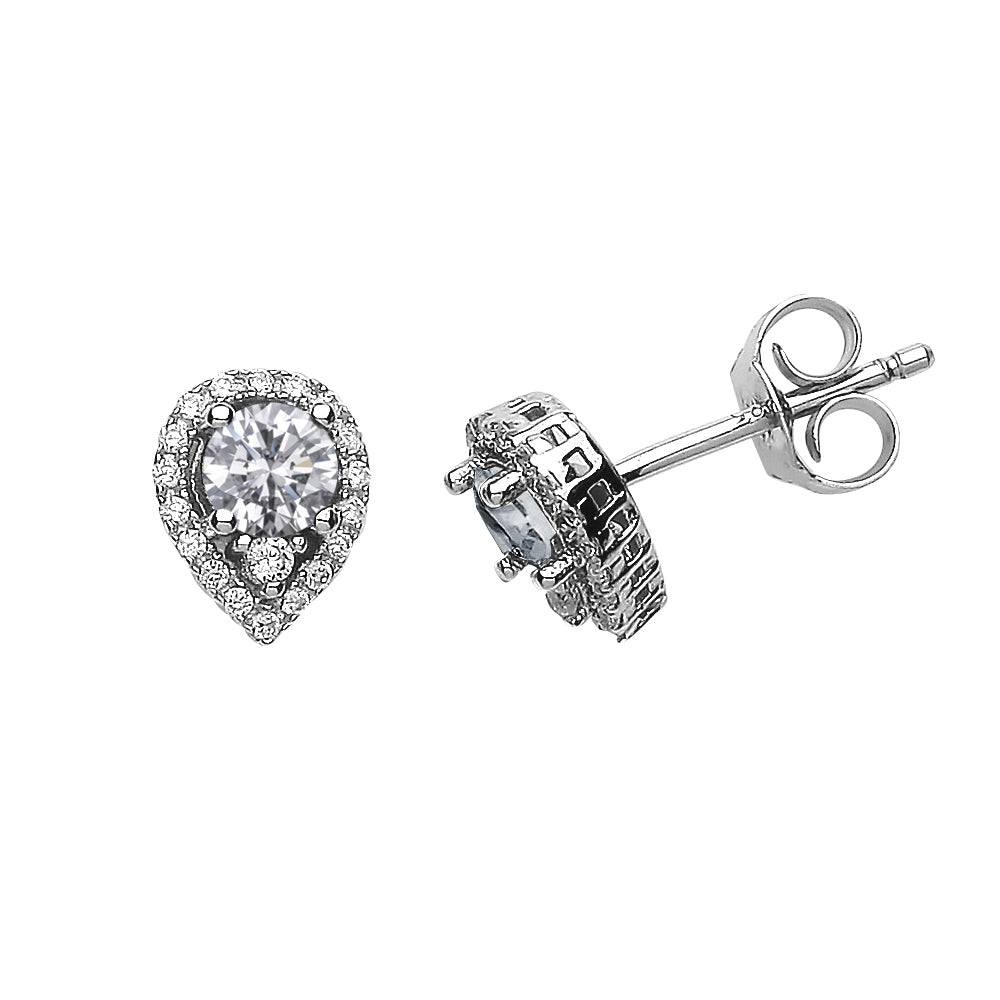 Silver  Pear CZ Tears of Joy Stud Earrings - GVE397