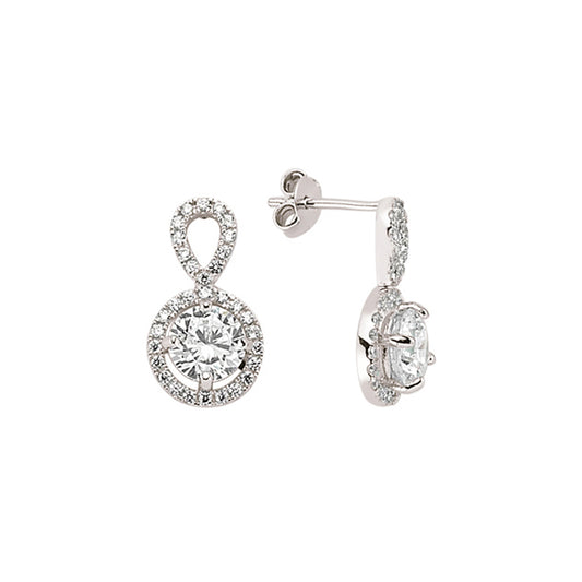 Silver  CZ Infinity Halo Stud Earrings - GVE400