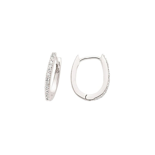 Silver CZ Huggie Hoop Earrings 9mm - GVE405