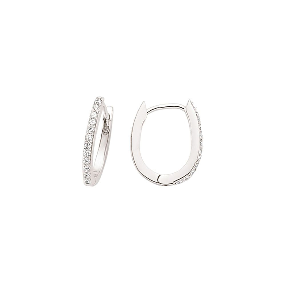 Silver  CZ Huggie Hoop Earrings 9mm - GVE405