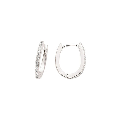 Silver  CZ Huggie Hoop Earrings 9mm - GVE405