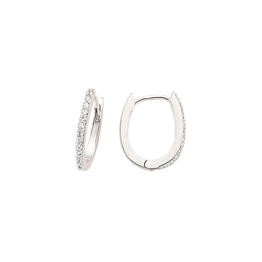 Silver  CZ Huggie Hoop Earrings 9mm - GVE405