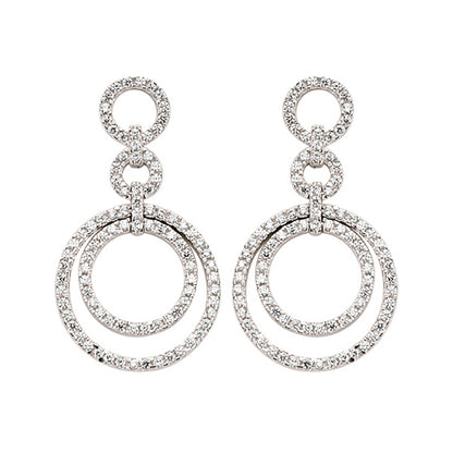 Silver  CZ Double Halo Stud Earrings - GVE409