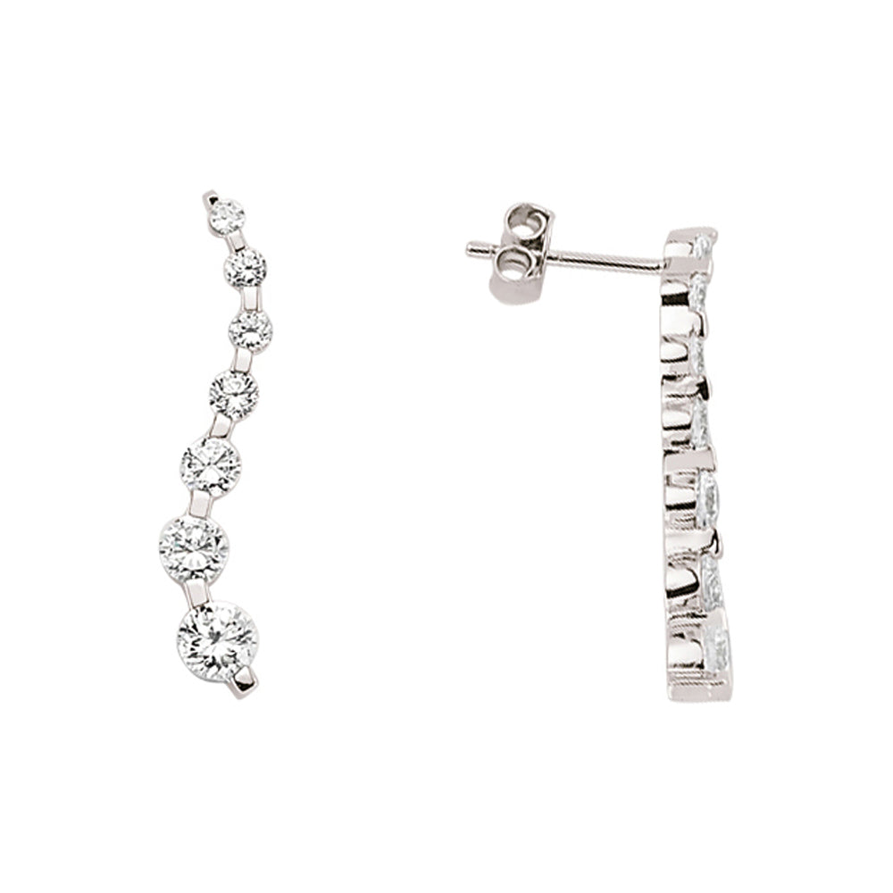 Silver  CZ Flow Drop Wave Drop Earrings - GVE411