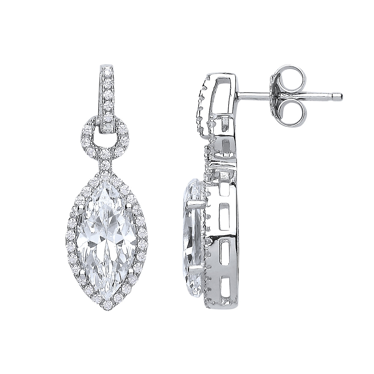 Silver  Marquise CZ Tears of Joy Drop Earrings - GVE432