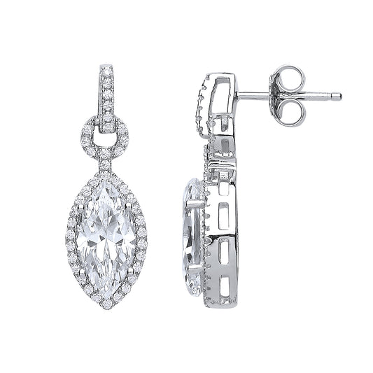 Silver  Marquise CZ Tears of Joy Drop Earrings - GVE432