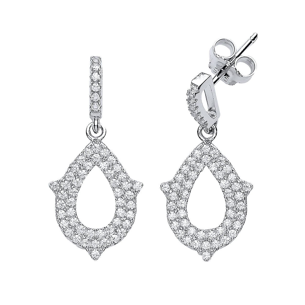 Silver  CZ Tears of Joy Drop Earrings - GVE436