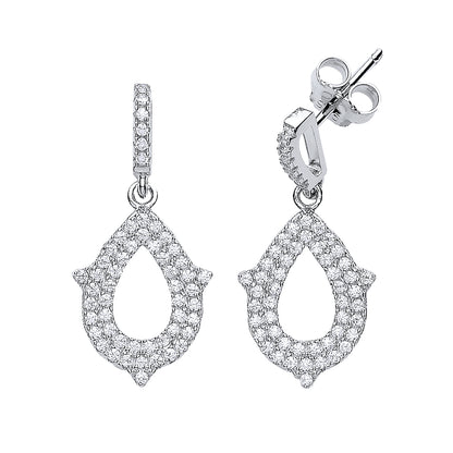 Silver  CZ Tears of Joy Drop Earrings - GVE436