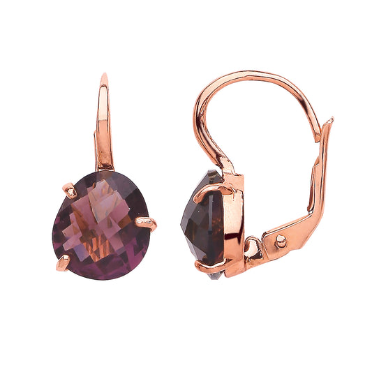 Rose Silver  Purple irregular-shape CZ Nugget Drop Earrings - GVE453AM
