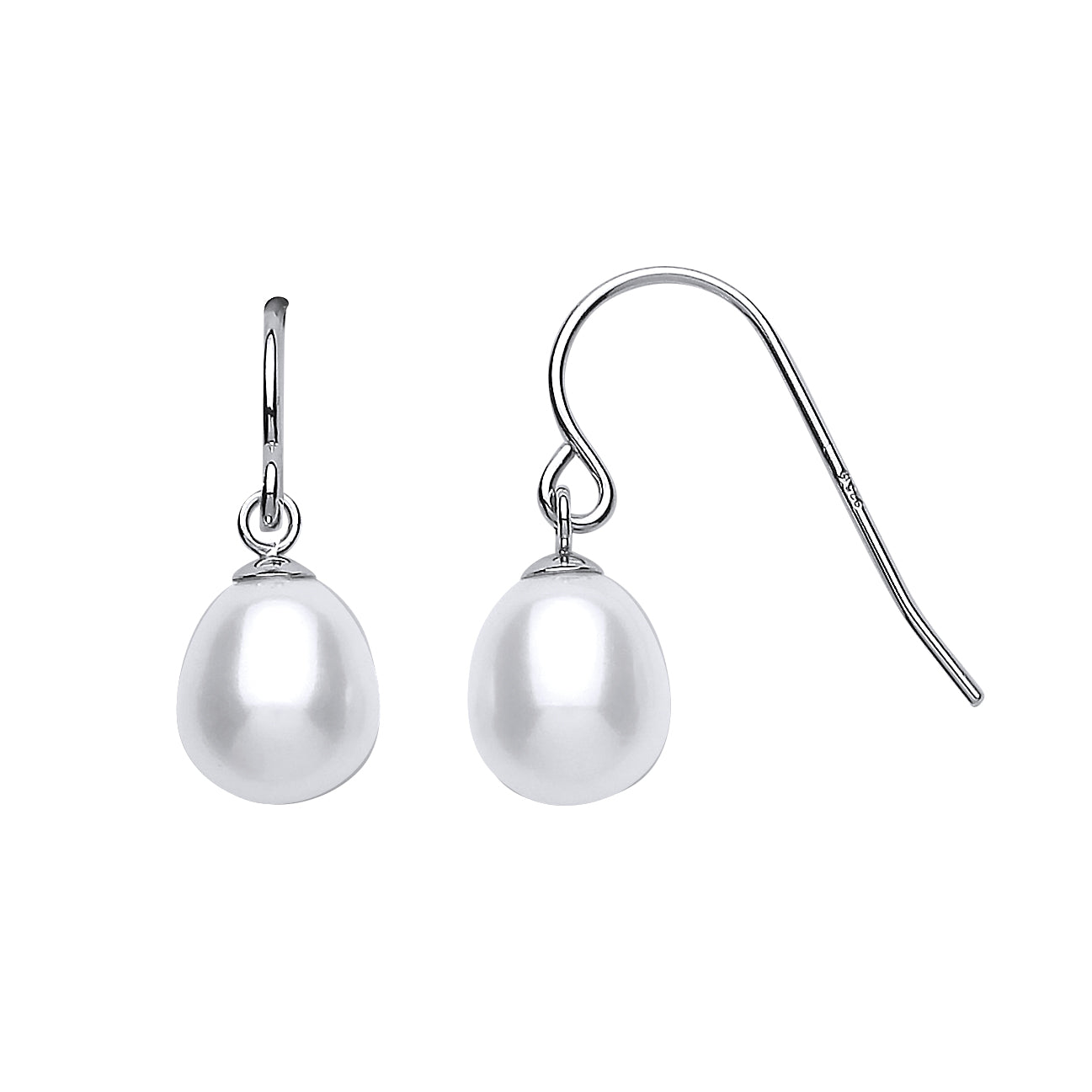 Silver  Pearl Tears of Joy Drop Earrings 9mm - GVE455