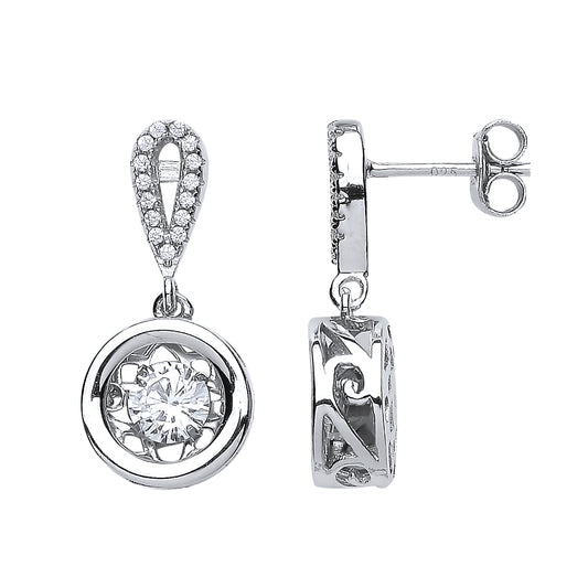 Silver  CZ Solitaire Drop Earrings - GVE471