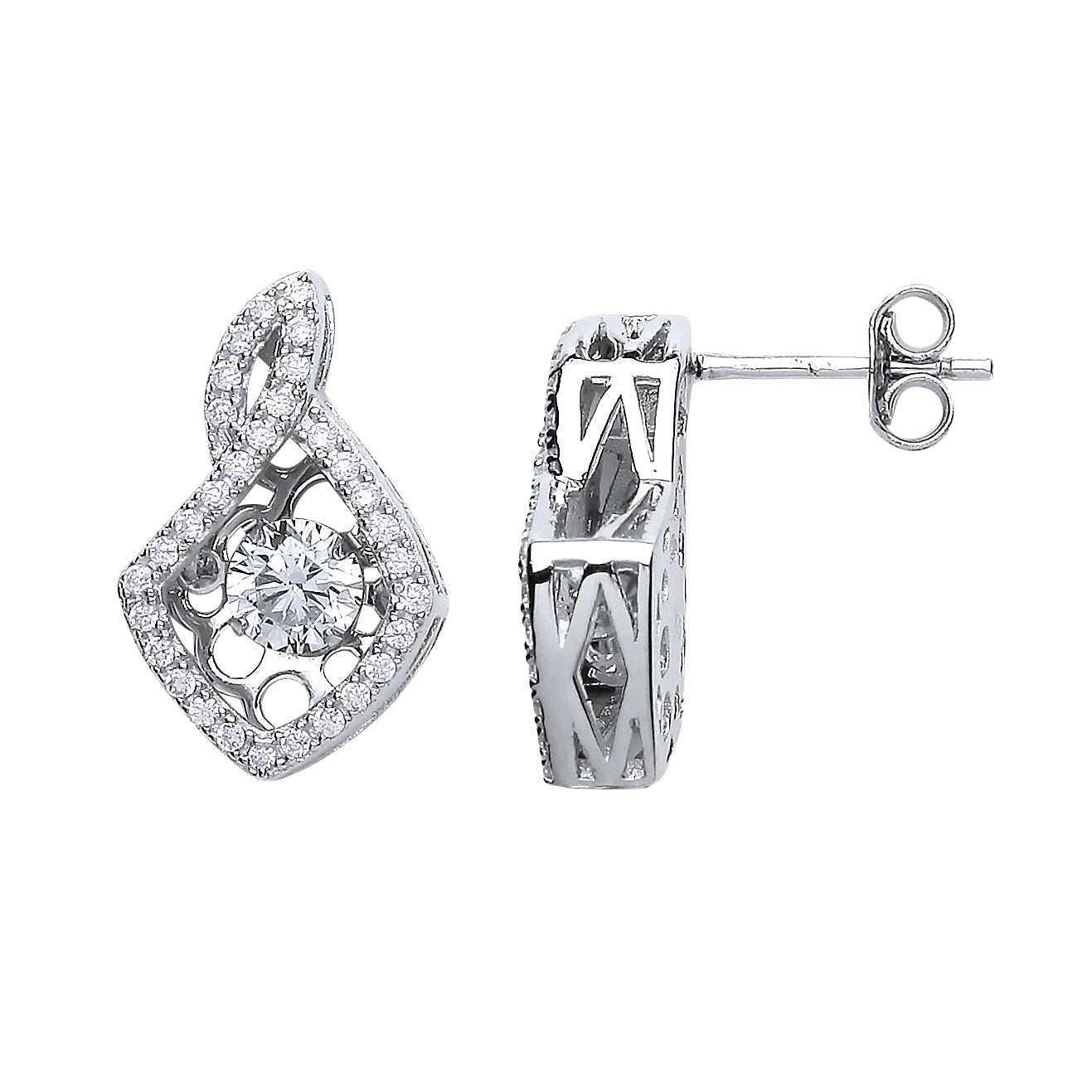 Silver  CZ Solitaire Drop Earrings - GVE472