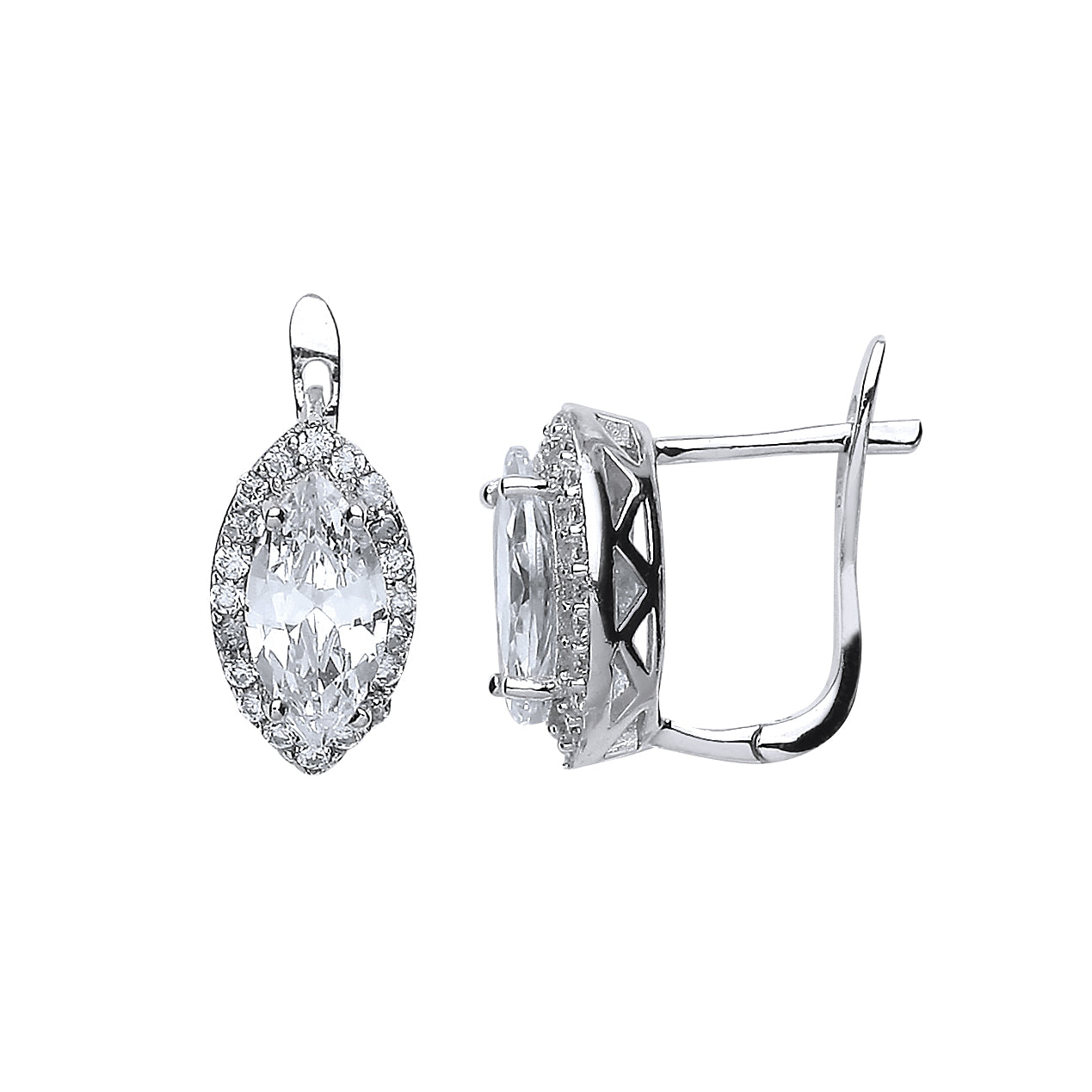 Silver  Marquise CZ Tears of Joy Drop Earrings - GVE473