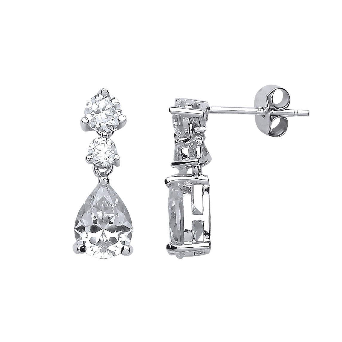 Silver  Pear CZ Tears of Joy Drop Earrings - GVE483