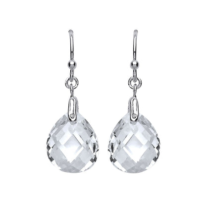 Silver  Pear CZ Tears of Joy Drop Earrings - GVE485