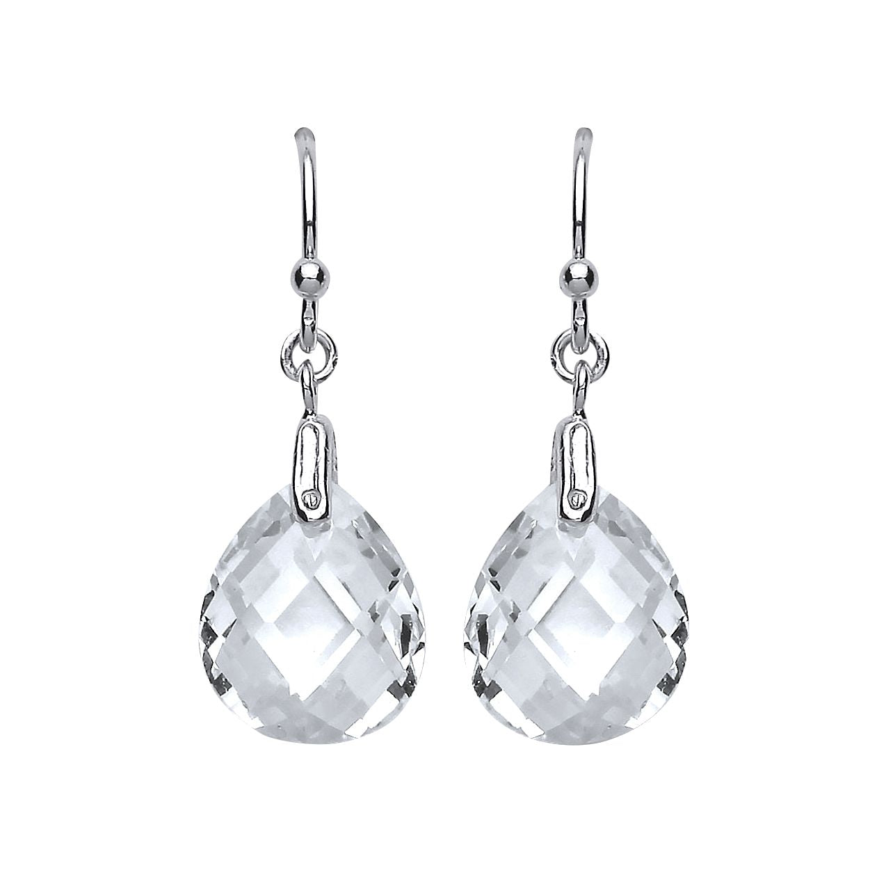 Silver  Pear CZ Tears of Joy Drop Earrings - GVE485