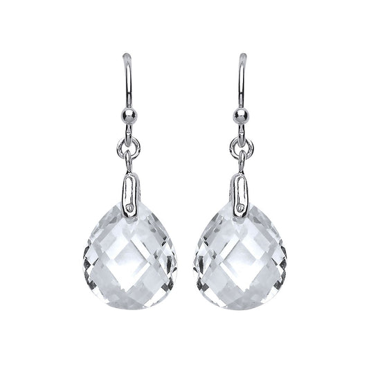 Silver  Pear CZ Tears of Joy Drop Earrings - GVE485