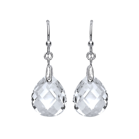 Silver  Pear CZ Tears of Joy Drop Earrings - GVE485