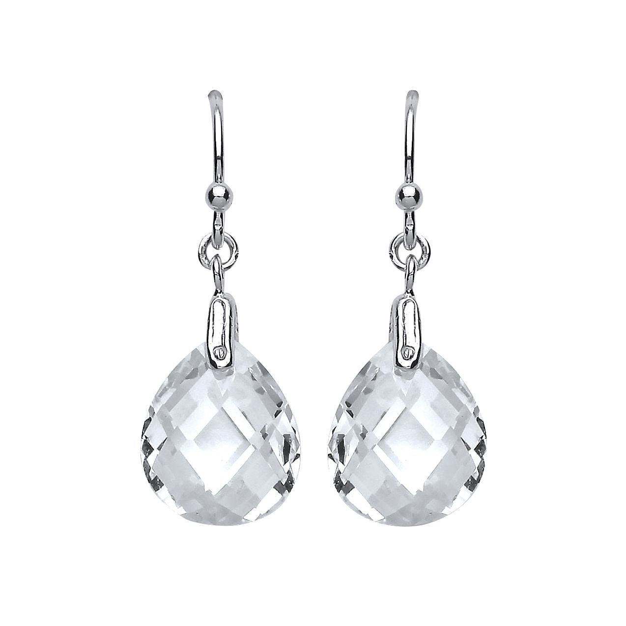 Silver  Pear CZ Tears of Joy Drop Earrings - GVE485