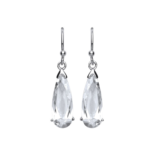 Silver  Pear CZ Tears of Joy Drop Earrings - GVE486