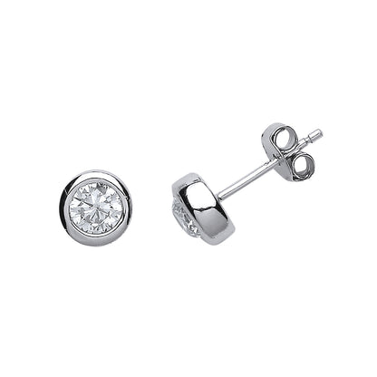 Silver  CZ Donut Stud Earrings - GVE489