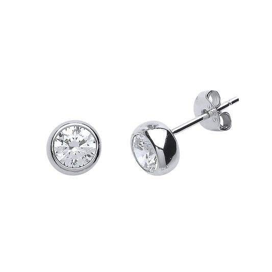 Silver  CZ Donut Stud Earrings - GVE491