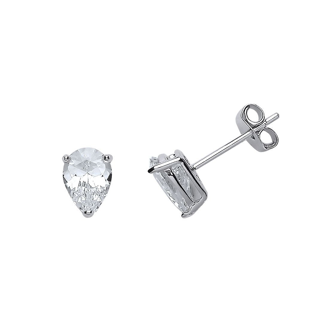 Silver  Pear CZ Tears of Joy Stud Earrings - GVE496