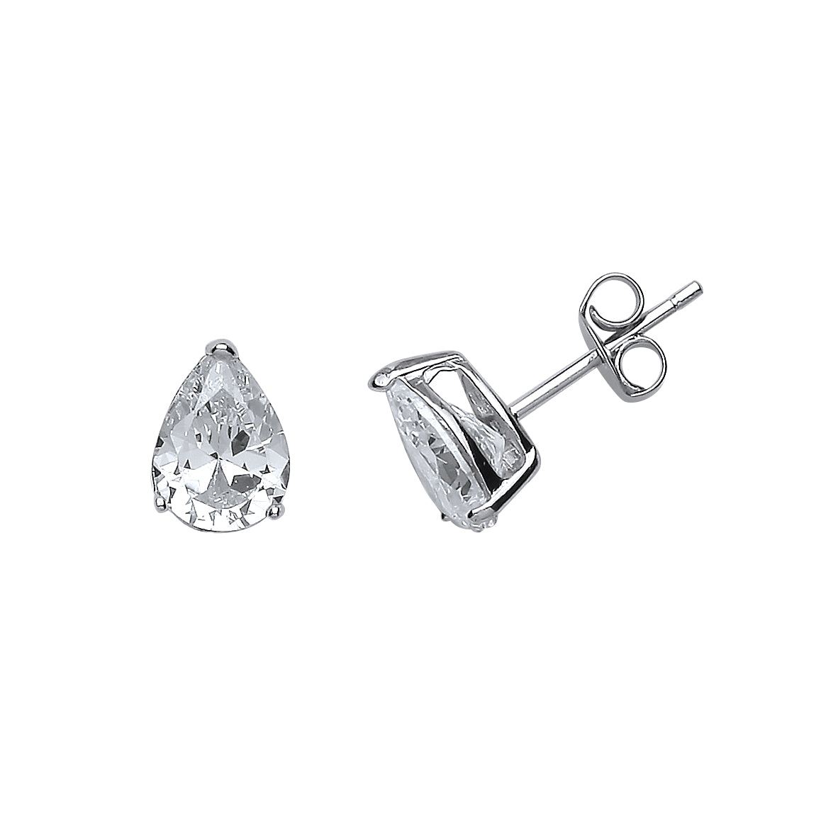 Silver  Pear CZ Tears of Joy Stud Earrings - GVE497