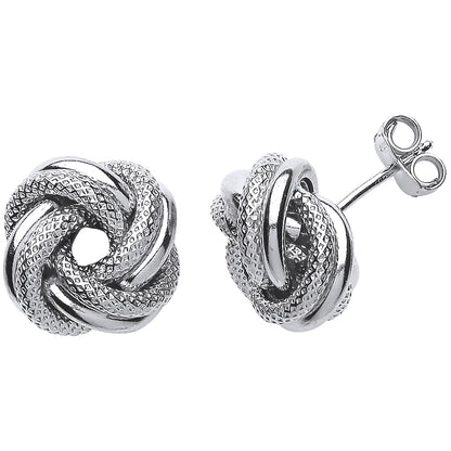 Silver  Love Me Knot Stud Earrings - GVE516