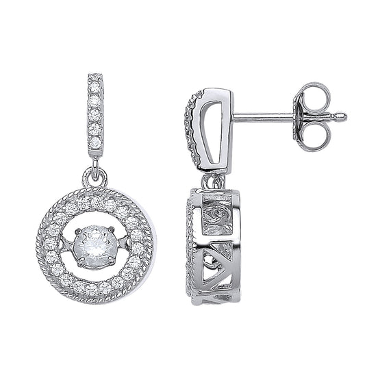 Silver  CZ Floating Halo Drop Earrings - GVE527