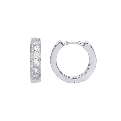 Silver  CZ Huggie Hoop Earrings 11mm - GVE536