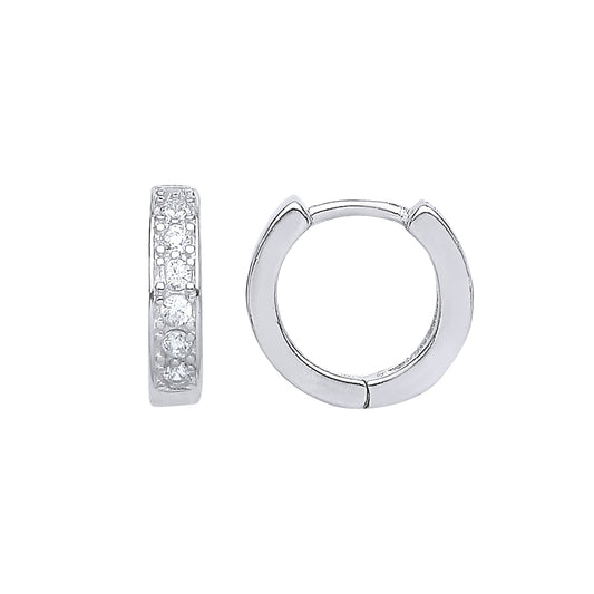 Silver  CZ Huggie Hoop Earrings 11mm - GVE536