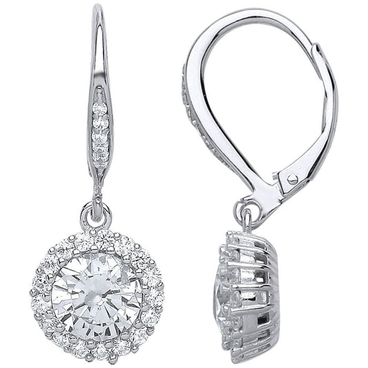 Silver CZ Halo Stud Earrings - GVE539