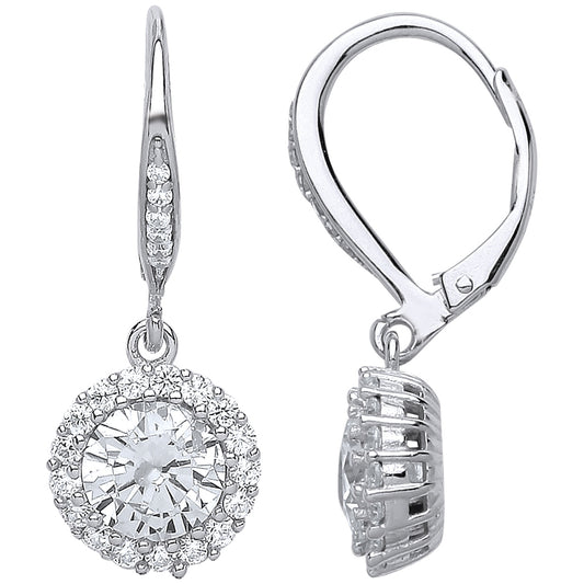 Silver  CZ Halo Stud Earrings - GVE539