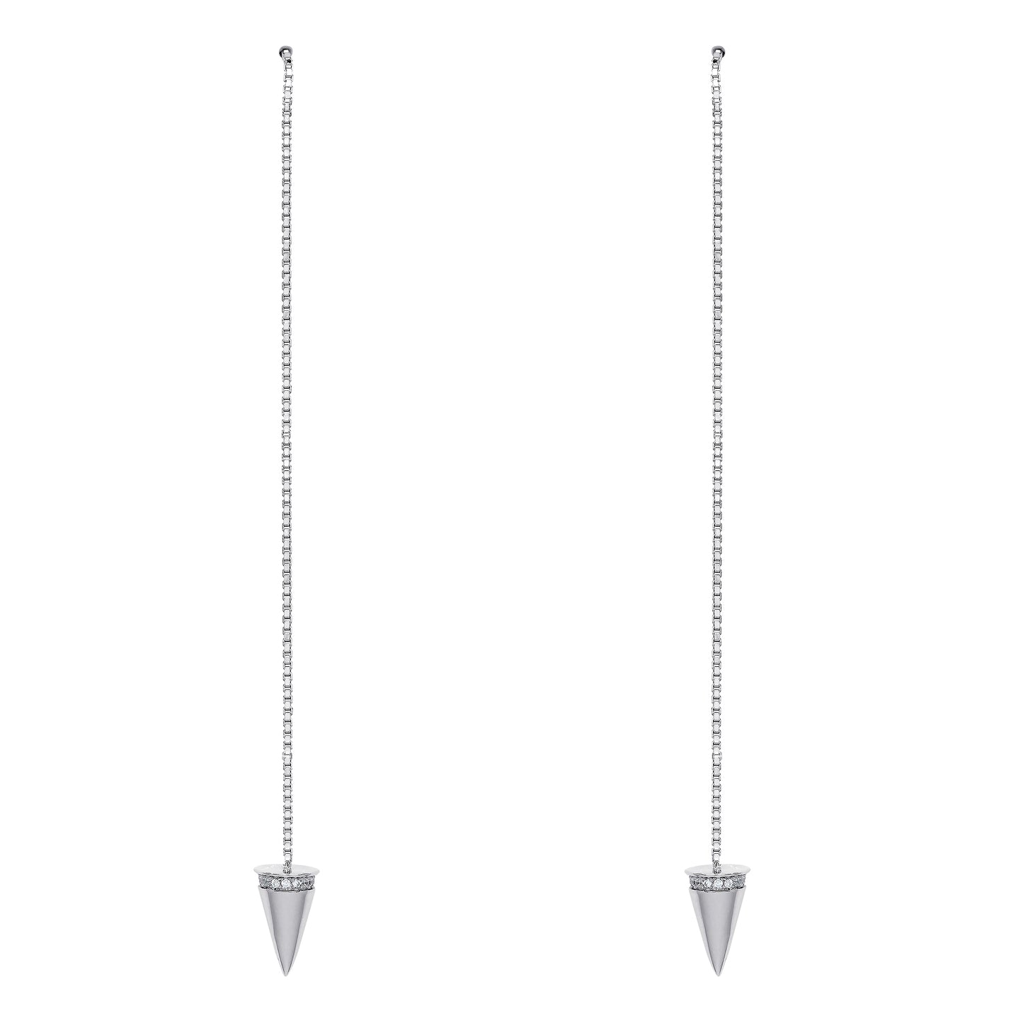 Silver  CZ Arrow Torpedo Drop Earrings 114mm - GVE547