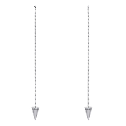 Silver  CZ Arrow Torpedo Drop Earrings 114mm - GVE547