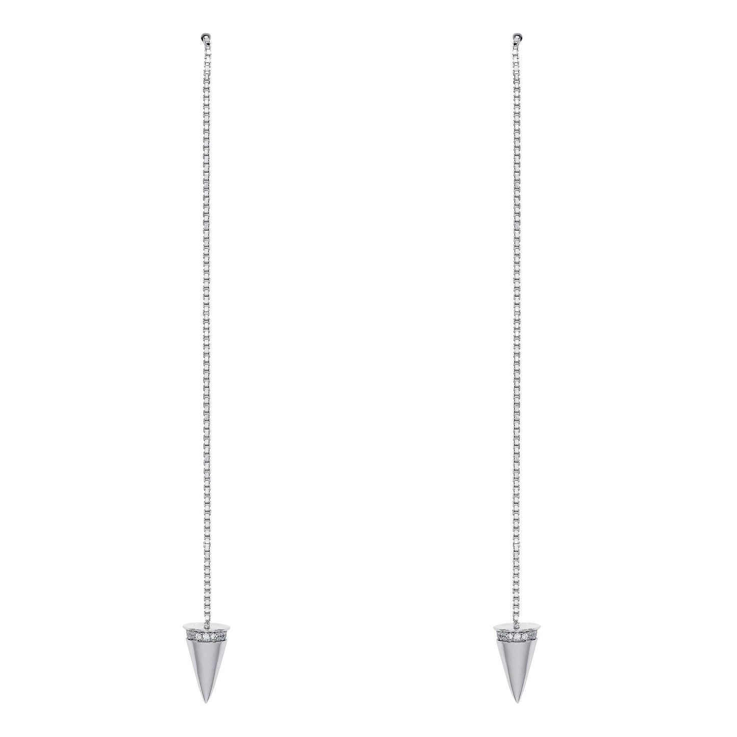Silver  CZ Arrow Torpedo Drop Earrings 114mm - GVE547