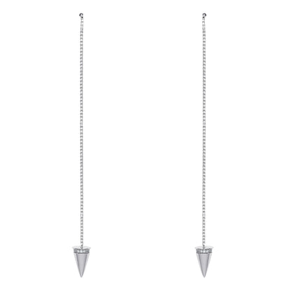 Silver  CZ Arrow Torpedo Drop Earrings 114mm - GVE547