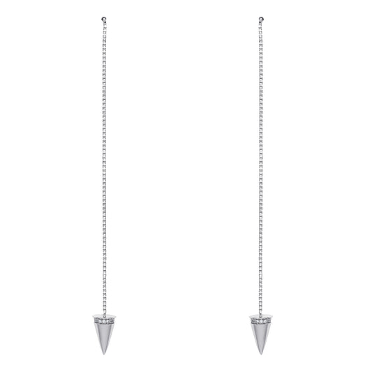 Silver  CZ Arrow Torpedo Drop Earrings 114mm - GVE547