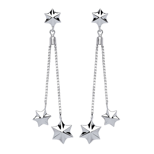 Silver  Shooting Stars Drop Earrings - GVE554