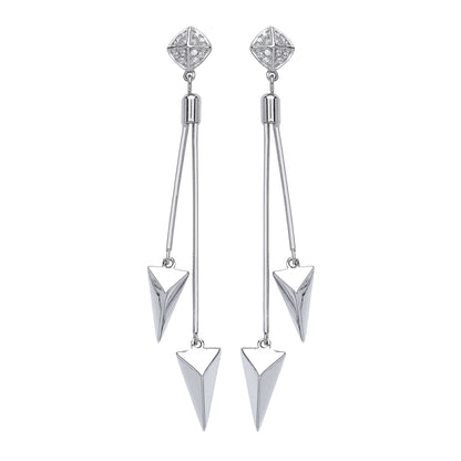 Silver  CZ Roman Spears Drop Earrings - GVE557