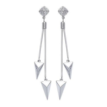 Silver  CZ Roman Spears Drop Earrings - GVE557