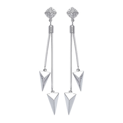 Silver  CZ Roman Spears Drop Earrings - GVE557