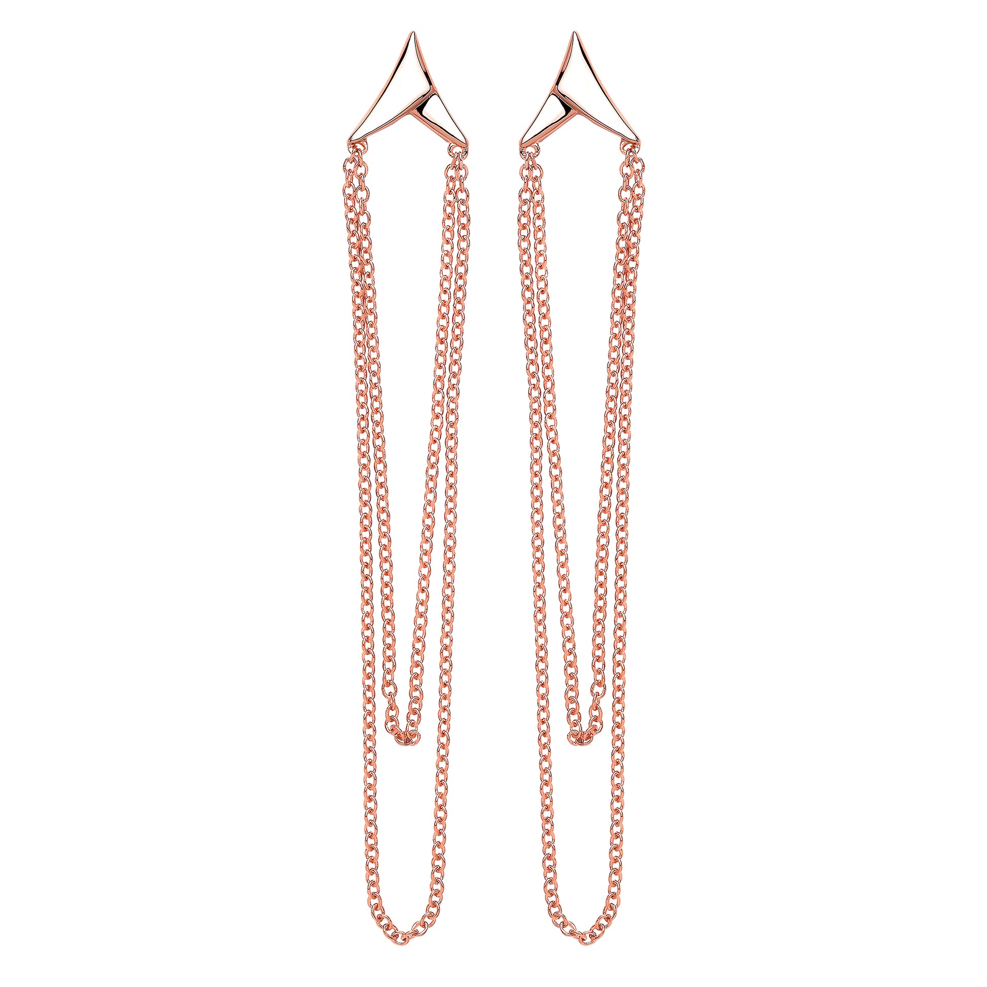 Rose Silver  Chain Necklace Drop Earrings - GVE558