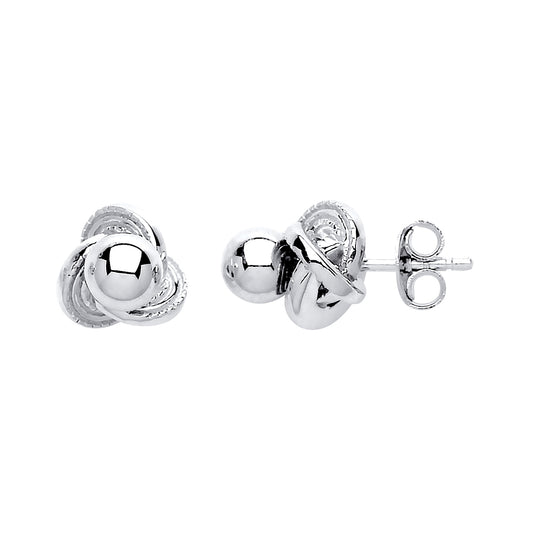 Silver  Wool Trillium Bead Stud Earrings - GVE560