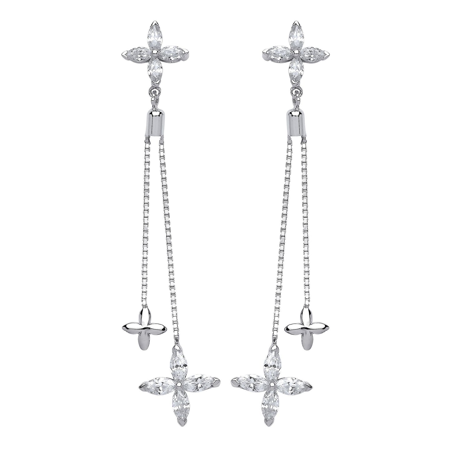 Silver  marquise CZ Shooting Stars Drop Earrings - GVE562