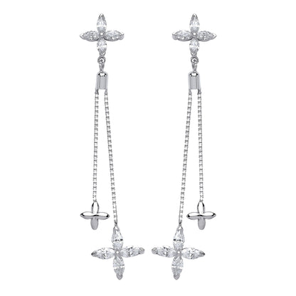 Silver  marquise CZ Shooting Stars Drop Earrings - GVE562