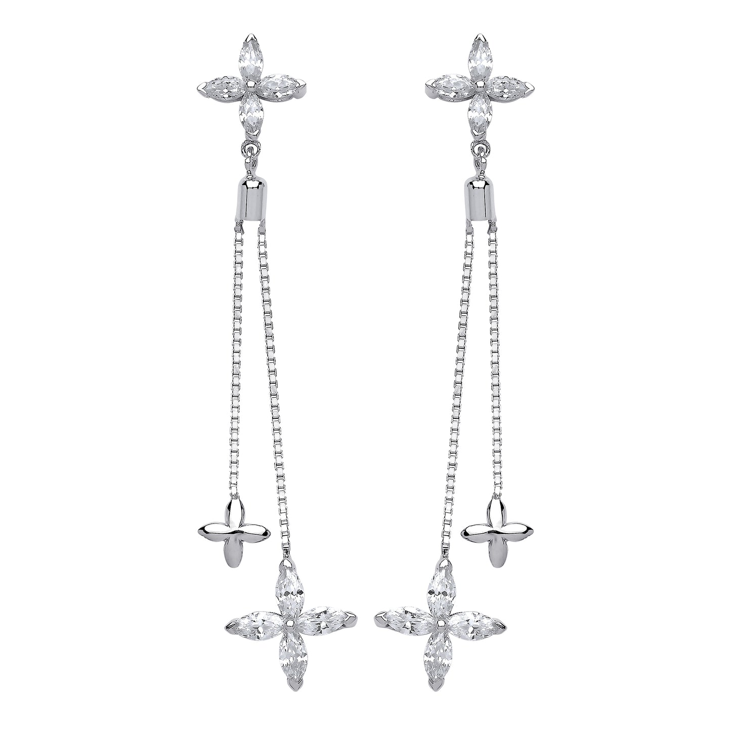 Silver  marquise CZ Shooting Stars Drop Earrings - GVE562